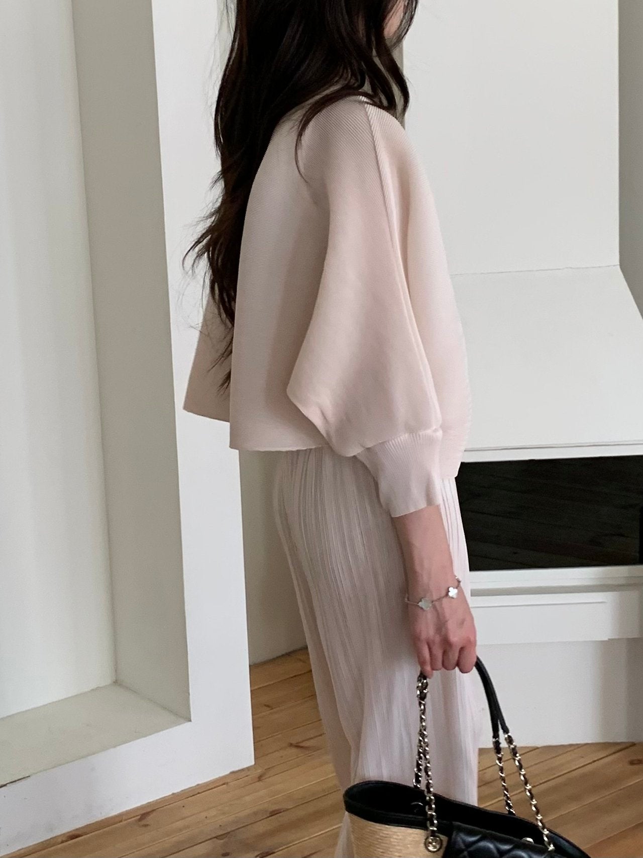 Pleats bolero cardigan