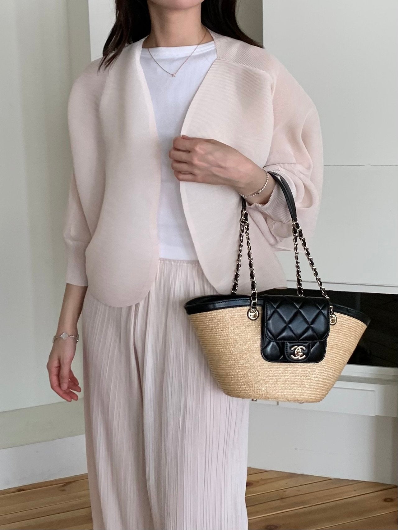Pleats bolero cardigan