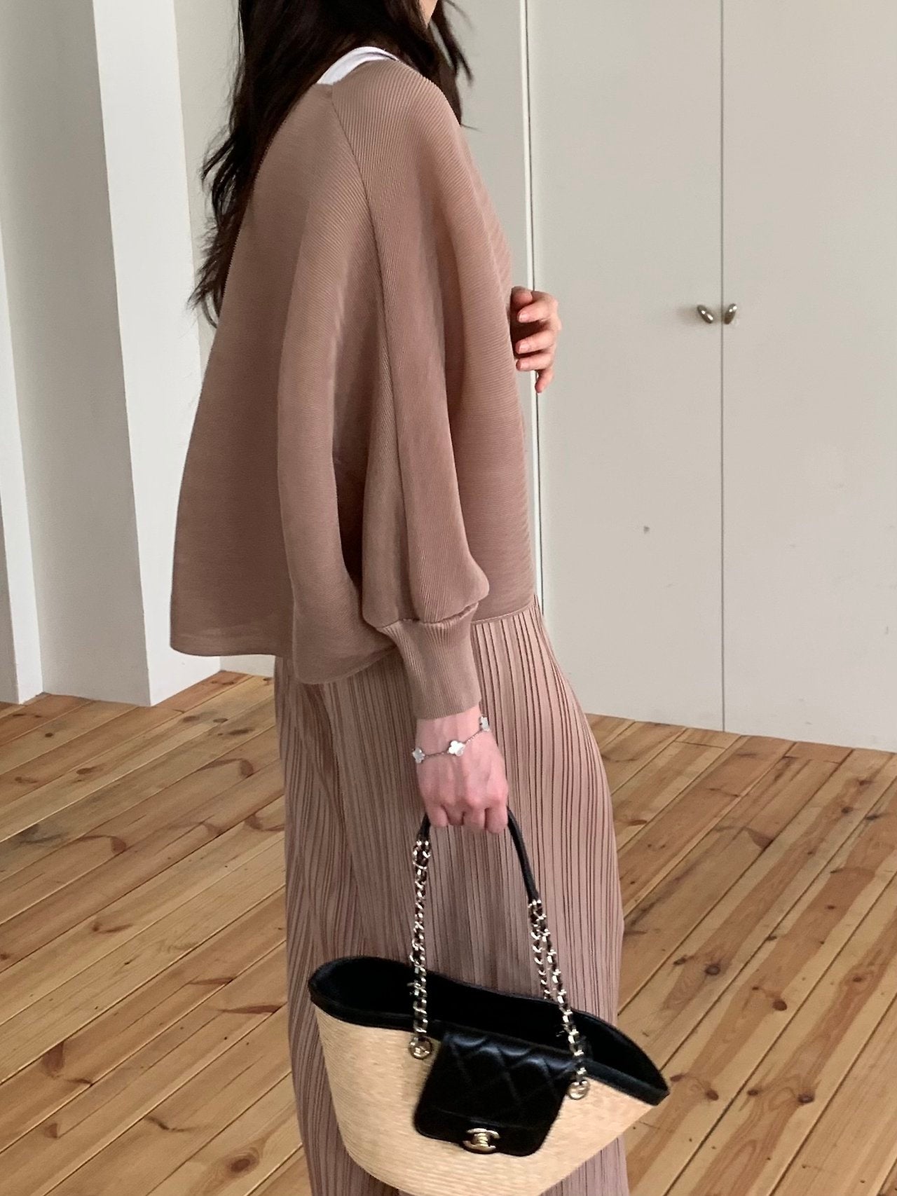Pleats bolero cardigan