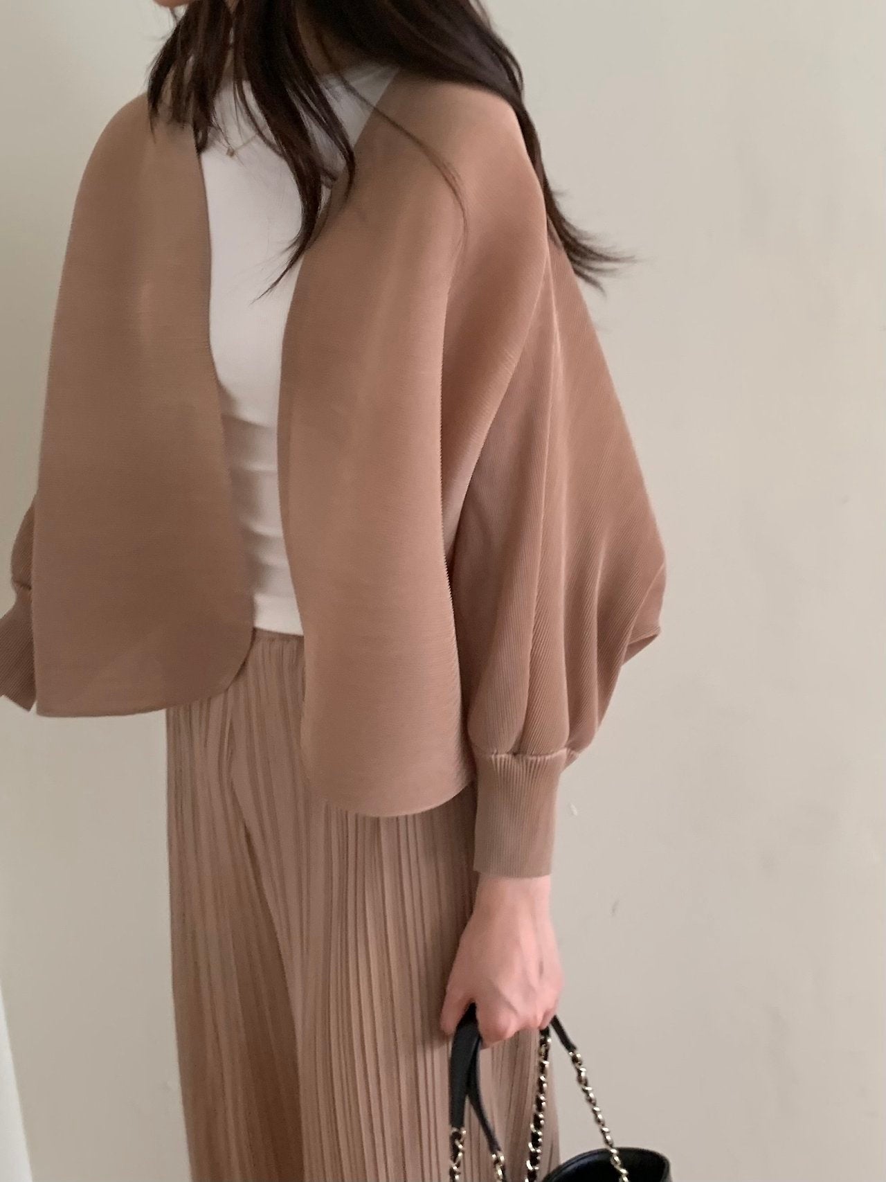 Pleats bolero cardigan