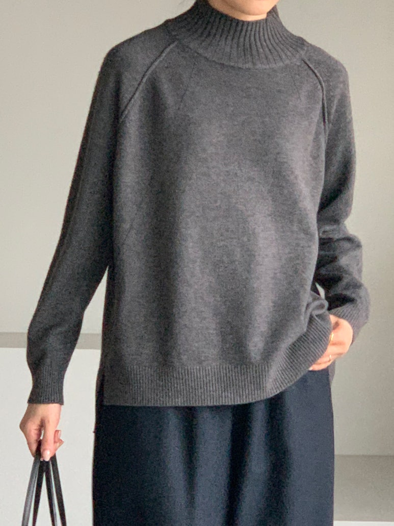 (F/W) Ribbed high neck sweater