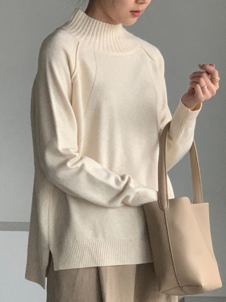 (F/W) Ribbed high neck sweater