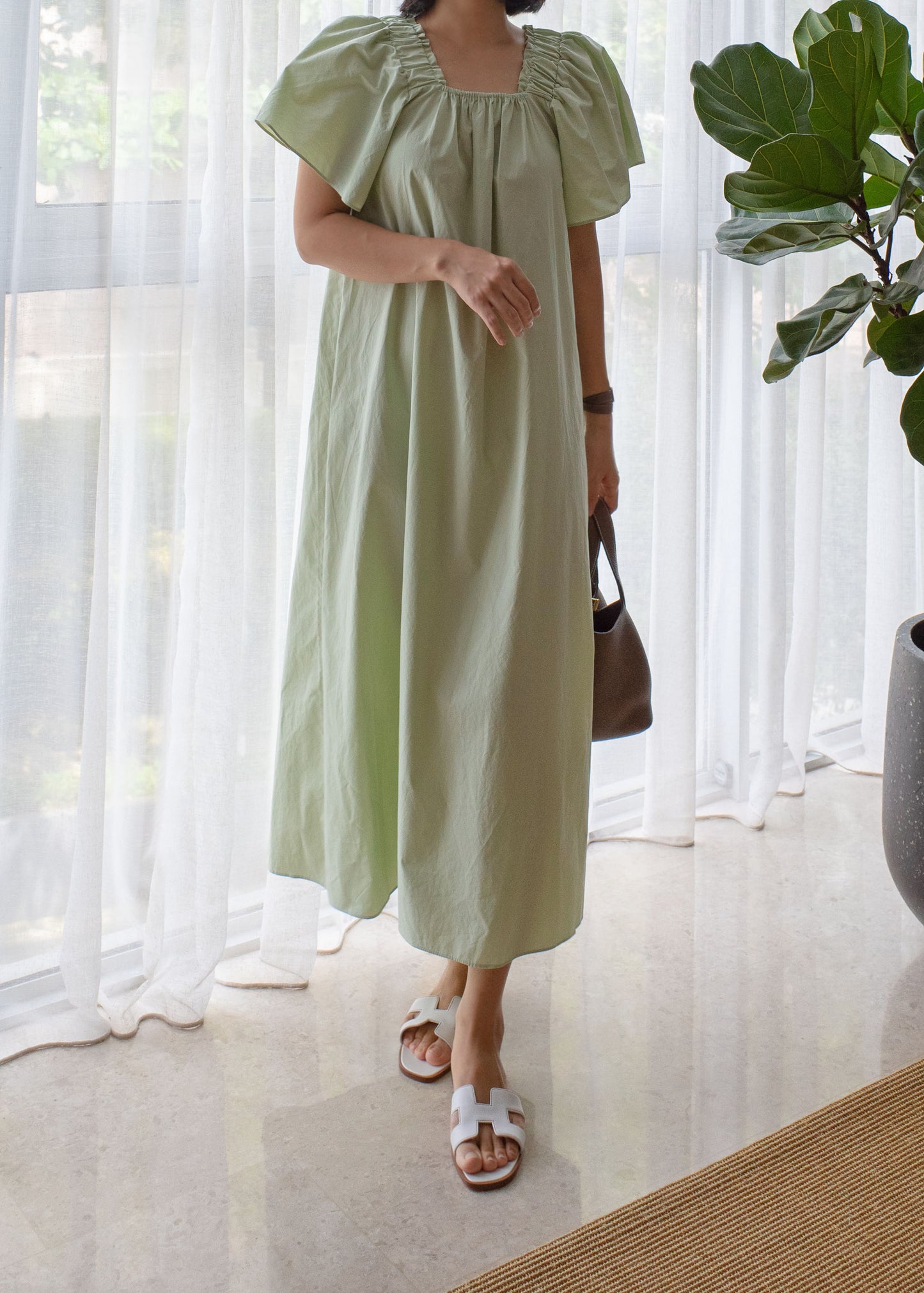 Wing sleeves cotton dress