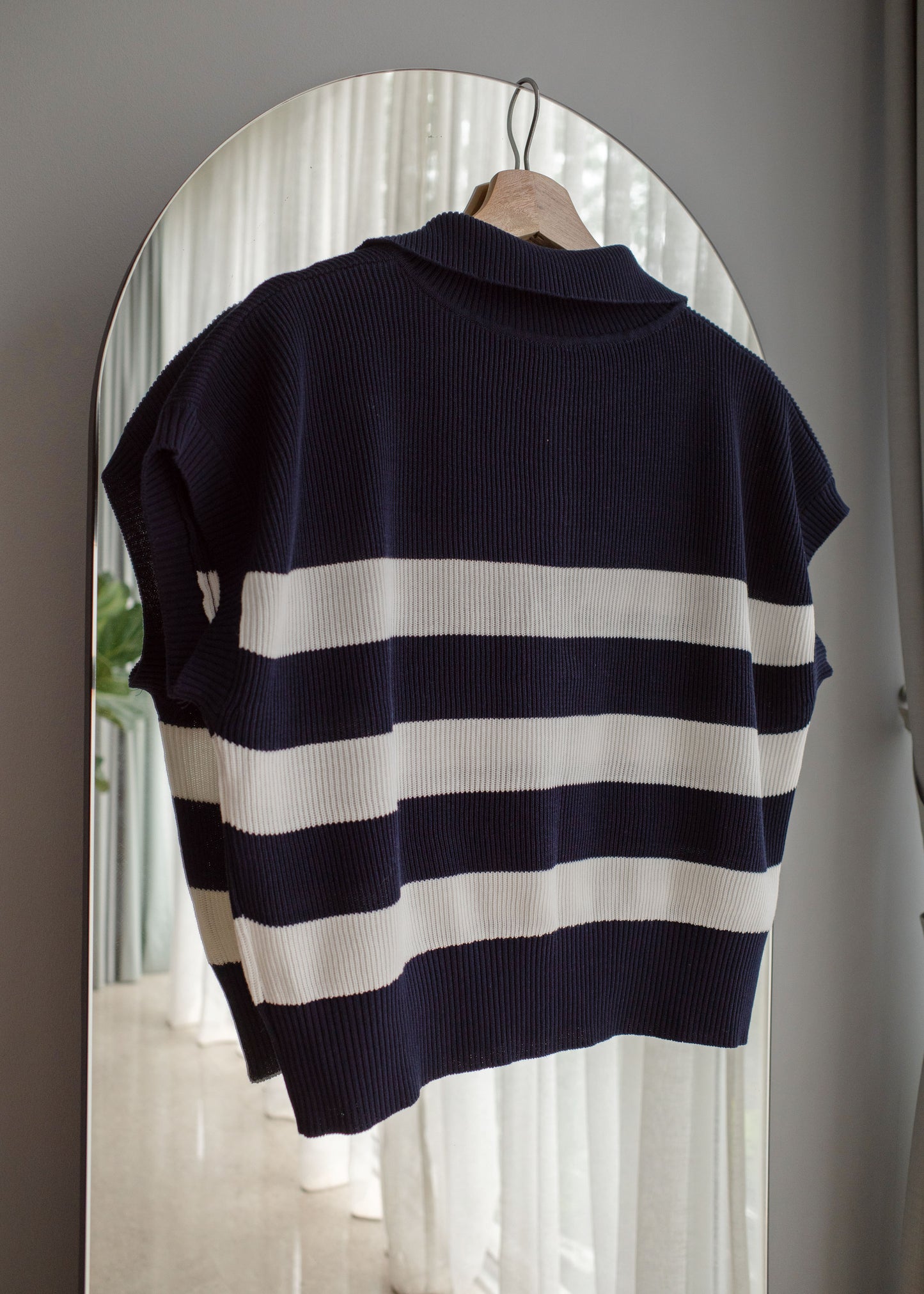 Cotton striped zip sweater